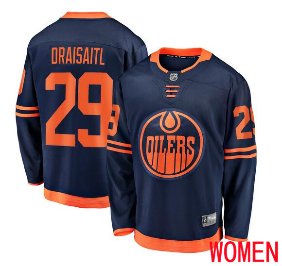 Women Edmonton Oilers #29 Draisaitl blue Home Stitched NHL Jersey->women nfl jersey->Women Jersey